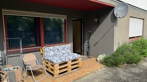 Amilian Palettenkissen SET Gartenkissen mit Rückenkissen Bankauflage Kissen Sitzpolster für Europaletten Sitzkissen: 80x120cm + 2 x40x60cm Kunden-Foto 5