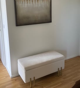 HOMCOM Gepolsterte Sitzbank mit Stauraum, Metall, Holz, Schaumstoff, Schwarz Kunden-Foto 1
