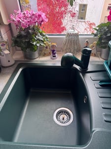 Einhebel Küchenarmatur Spütisch Armatur Wasserhahn mit Brause Granit Grün Kunden-Foto 1