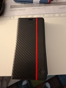 Hülle für Xiaomi Redmi Note 12 4G Kohlefaser Leder Brieftasche Schutzhülle mit Standfunktion Schwarz Vertikale Rot Kunden-Foto 1