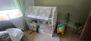 Kinderbett 80x160 mit Rausfallschutz und Lattenrost, Hausbett - Kinderbett 90x200 für Kinder - Kinderbett Hausbett 80x160 Weiß Kunden-Foto 2