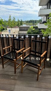 COSTWAY 2er Set Gartenstühle Akazienholz, Esszimmerstuhl mit Rückenlehne & Armlehne, Balkonstuhl bis 160 kg belastbar, Bistrostühle für Terrassen & Garten & Balkon Kunden-Foto 1