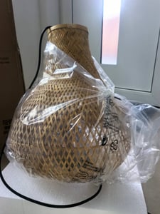 Parrot Uncle Rattanschalen- & Rattan-Pendelleuchte, natürliche Mischmaterialien, E27, 40 cm Durchmesser, für Boho-rustikale(Ohne Leuchtmittel) Kunden-Foto 1