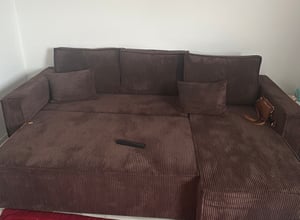 Masseno Ecksofa POTARO mit Schlaffunktion L-Form, Sofa mit Bettkasten, Wohnzimmersofa, Couch, Soffa, Bettsofa, Couchgarnitur- Creme, POSO 100 Kunden-Foto 1