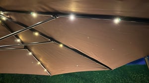 Luxe parasol met LED-verlichting, terrasparasol, 300 cm, tuinparasol, pergola - antraciet Klantenfoto 14