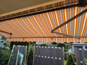 Leudus Markisenstoff mit Volant für 6x3,5m Markisen Markisenersatzstoff Markisentuch Sonnenschutz fertig genäht (5,83x3,5m SPD089) Kunden-Foto 1
