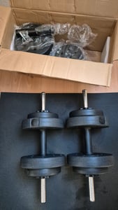 SONGMICS Hantelset, Hanteln mit Verbindungsstahlrohr, 2-in-1-Kurzhantel, 2 x 15 kg, Workout, Fitnesstraining, Gewichtheben für Zuhause Kunden-Foto 19