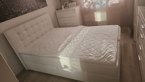 Bett, Boxspringbett MERA PREMIUM mit Bettkästen, T25 Topper, Doppelbett, Stauraum, Schlafzimmer, Polsterbett, 200x200 cm, (Schwarz - Aura 18) Kunden-Foto 1