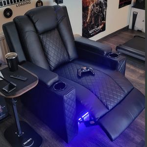 COMHOMA Elektrisch Relaxsessel TV-Sessel mit Massagefunktion mit LED-Lichtern, Fernbedienung, Aufbewahrungstasche, Getränkehal schwarz Kunden-Foto 2