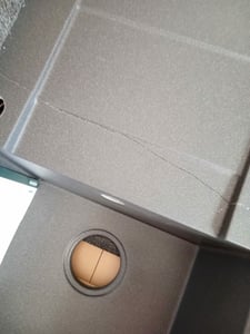 Žulový drez – kuchynský drez – rozmery 86 x 43,5 cm – farba Moonlight Grey – vstavaný drez – vysoká kvalita, odolný proti poškriabaniu, moderný, so sifónom, Cascada 40 Fotografia od zákazníka č. 7