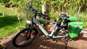 Prophete Entdecker 5.0 Herren Trekking E-Bike 28" – AEG 250W Mittelmotor, 220 km Reichweite, Shimano Deore 10-Gang, Hydraulische Scheibenbremsen, Integrierter Li-Ion Akku, Grau/Schwarz Kunden-Foto 4