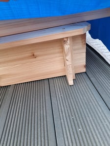 Sandkasten mit Dach "höhenverstellbar" 98x98x17 cm aus Holz – UV & wasserfest – Absenkbares Dach als Abdeckung – Robuster Buddelkasten für Kinder Kunden-Foto 3