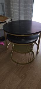 CDGlobal Couchtisch und 2er Set, Beistelltisch (Couchtisch Satz Marmor Furnier Sofa Seite Nest von Tischen Runde Endtische), Satz von 2, Gold Farbe Frame Kunden-Foto 1