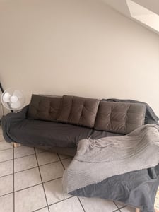 Ecksofa mit Schlaffunktion, Sofa BLANK  mit Bettkasten,  Wendekissen, Grau, Links, Schlaffläche 140x200cm Kunden-Foto 1