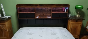 Kovová posteľ Manželská posteľ Čalúnená posteľ 140x200cm, manželská posteľ s USB a 4 zásuvkami, úložný priestor, posteľ pre mladých s lamelovým roštom a led, funkčná posteľ z masívu, PU Fotografia od zákazníka č. 2