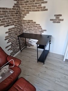 COMHOMA Schreibtisch Gaming Tisch mit Regal, Eckschreibtisch mit USB-Ladeanschluss und Steckdose, 120cm Computertisch L Form, PC Tisch für Büro, Heimb Kunden-Foto 10
