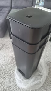 Go Practic Mülleimer Küche Mülltrennsystem 3x 40 L Mit Deckel Pedal Rollen Abfalleimer küche Müllbehälter schwarz Kunden-Foto 2