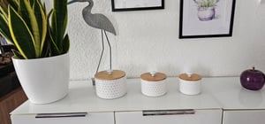 Recipientes de cerámica con tapa de bambú LILLY, juego de 3 unidades Foto del cliente 1