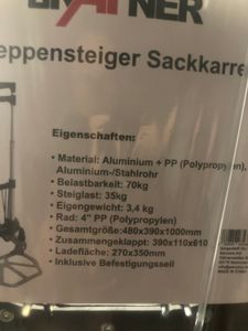 Grafner Treppensteiger Sackkarre klappbar, Belastbarkeit 70kg, sternförmige Räder, solide Stahl-Ausführung, Treppen Sackkare Bordstein Umzug Kunden-Foto 1