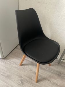 H.J WeDoo Jídelní židle, skandinávský styl, vintage, retro, kuchyňská židle, čalouněná s polštářem na sedáku, plast a masivní dřevo, židle 4ks, bílá Fotografie od zákazníka č. 3
