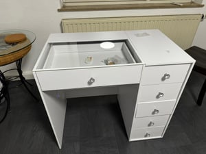 VANITII Schminktafel met verlichting, LED, 6 lades, wit, 92 x 55 x 81 cm Klantenfoto 2