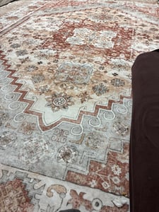 VEVOR Teppich, 9 x 12 ft großer waschbarer Teppich, rutschfest und reißfest weicher Teppich, haustier- und kinderfreundliche Vintage-Teppiche, Innenmatte für Schlafzimmer, Wohnzimmer, Kinderzimmer, Büro, Braun Grün, Braunrot, 9 x 12 ft-b Kunden-Foto 1