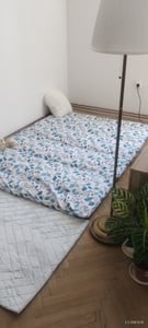 COSTWAY Japanische Futon Matratze, Tatami-Matte, Bodenmatratze, Klappmatratze mit waschbarem Bezug & Tragetasche, Schlafmatte 90 x 200cm Grau Kunden-Foto 1