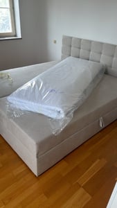 Masseno Boxspringbett GLOS 180x200 cm Komplett-Set mit Bonell Matratze und Topper, Polsterbett mit Bettkästen -Beige, COSMIC 10 Kunden-Foto 2