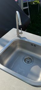 Spültischarmatur Kaltwasser, Cecipa Wasserhahn Küche, 304 Edelstahl Küchenarmatur, 360° Drehbar, Für Waschbecken & Balkon, Gebürstet Kunden-Foto 6