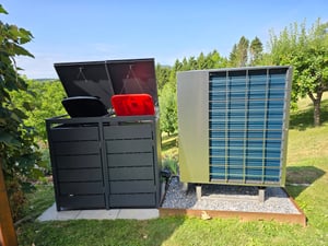 Mülltonnenbox Müllbox Mülltonnenverkleidung 2 Türen Anthrazit mit Holzdekor Box Kunden-Foto 19