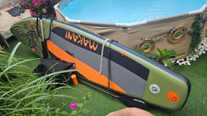 ECD Germany Gonfiabile Stand Up Paddle Board Makani, 320x80x15 cm, verde, PVC, fino a 120 kg, borsa per il trasporto con pompa accessori Foto del cliente 4