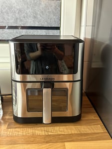 LEHMANN Heißluftfritteuse 2 Kammern mit Sichtfenster, 2400 W, 9L, mit 12 Programmen, bis 200°C, WiFi Kunden-Foto 2