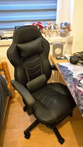 Puluomis Gaming Stuhl mit Fußstütze, Bürostuhl Chefsessel Schreibtischstuhl ergonomisch Sportsitz Gamingstuhl Höhenverstellbarer Drehstuhl Grau Kunden-Foto 7