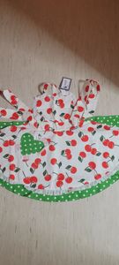 Fartuszki dla dzieci, słodkie fartuszki kuchenne dla dzieci, fartuszki w stylu retro, vintage, w kropki, dla dziewczynek, kolor: biały, z motywem wiśni Zdjęcie produktu od klienta nr 1