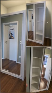 Schwebetürenschrank Kleiderschrank Schrank 203cm Grau/Grau mit zwei Spiegeln MILAN Kunden-Foto 1