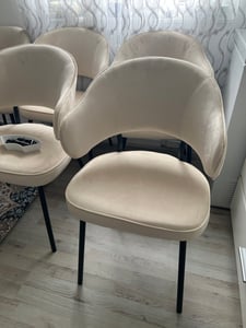 WOLTU 6er Set Esszimmerstühle, Polsterstuhl,  Metallbeinen, Samt, creme Kunden-Foto 1