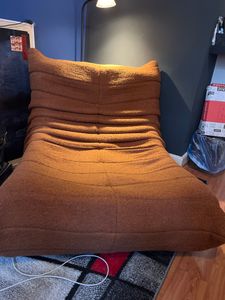 okwish Schlafsofas Relaxsessel mit Rückenlehne und Fußstütze, Lazy Sofa, Indoor-Sitzkissen, faltbarer Meditationsstuhl, geeignet für Schlafzimmer, Wohnzimmer, Grau Kunden-Foto 3