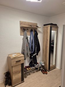 Garderobenset PIK-2, Dielenset, Flurgarderobe Garderobenschrank, Schuhschrank, Wandregal, fertig aufgebaut, Farbe: Sonoma Eiche Kunden-Foto 1