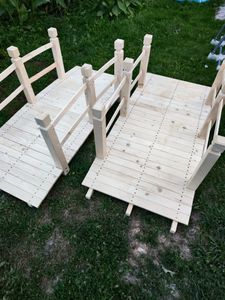 COSTWAY Drewniany most Drewniany most z balustradą naturalny drewniany chodnik 150x67x55 Zdjęcie produktu od klienta nr 7
