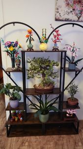 WISFOR Porte-fleurs, 2 étagères à plantes avec 6 niveaux/4 crochets, 136.5cm de haut Porte-plantes Étagère à fleurs pour balcon intérieur Escalier à fleurs salon Photo du client 6