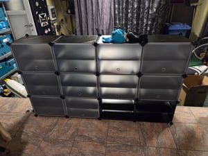 Sekey Schuhschrank Schuhregal für Flur mit 8 Fächern – für 32 Paar Schuhe, DIY Schuhablage, Kunststoff Schuhaufbewahrung, schwarz Kunden-Foto 1