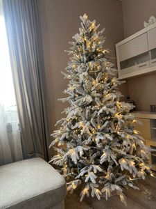 Yorbay 210cm Künstlicher Weihnachtsbaum  Tannenbaum mit Beleuchtung Weiß Schneeflocken LED  für Weihnachten-Dekoration Kunden-Foto 8