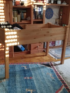 Yaheetech Hochbeet aus Holz Pflanzkasten Blumenbett, Frühbeet Bausatz für Gemüse, Kräuterbeet für Garten Balkon, mit Fußkappen Hellbraun Kunden-Foto 1