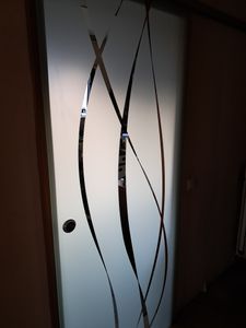 AMOD Glasschiebetür M6 mit SoftStop, 900 x 2050 mm (SlimLine Komplett Set) Design/Nachbildung M6, inkl. Griffmuschel BM6-900-AS Kunden-Foto 1