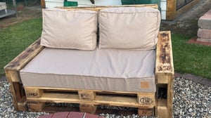 Palettenkissen 120 x 80 Set für Palettenmöbel Europaletten Sitzkissen  EU Palettensofa komplett besteht aus 3 Teilen in Farbe: hellgrau Kunden-Foto 1