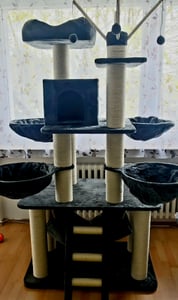 tectake® Kratzbaum Gismo 195 cm inklusive Treppe, 4 Spielbällen und Kippschutz Kunden-Foto 7