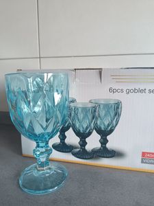 6 Teiliges Set aus Glas Weingläser Trinkgläser in Blau Wassergläser Kunden-Foto 3