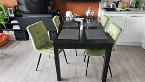 ML-Design set di 4 sedie da pranzo con schienale, senape, in velluto Foto del cliente 1
