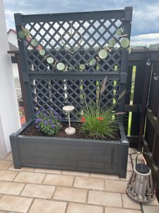 KHW Pflanzkasten 100 cm mit Spalier, Abmessungen B 100 x T 43 x H 140 cm, hochwertiger Kunststoff,  stabil, witterungs-/UV-beständig. Farbe: Anthrazit Kunden-Foto 1