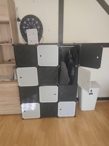 ALIGHTUP Kleiderschrank mit 2 Kleiderstangen, DIY Baukastensystem, Einlegeböden, tiefe Ausführung, 4 Etagen, 12 Fächer, 108x47x142cm, Schwarz und weiß Kunden-Foto 3